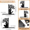 TWINKLEMON Black Metal Bookends, Pair Under a Tree, Non-Slip Decorative Book Stoppers view 2
