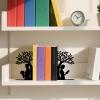 TWINKLEMON Black Metal Bookends, Pair Under a Tree, Non-Slip Decorative Book Stoppers view 4