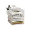 Metal Mesh File Organizer, A4 Paper Holder with 4 Compartments, White view 1