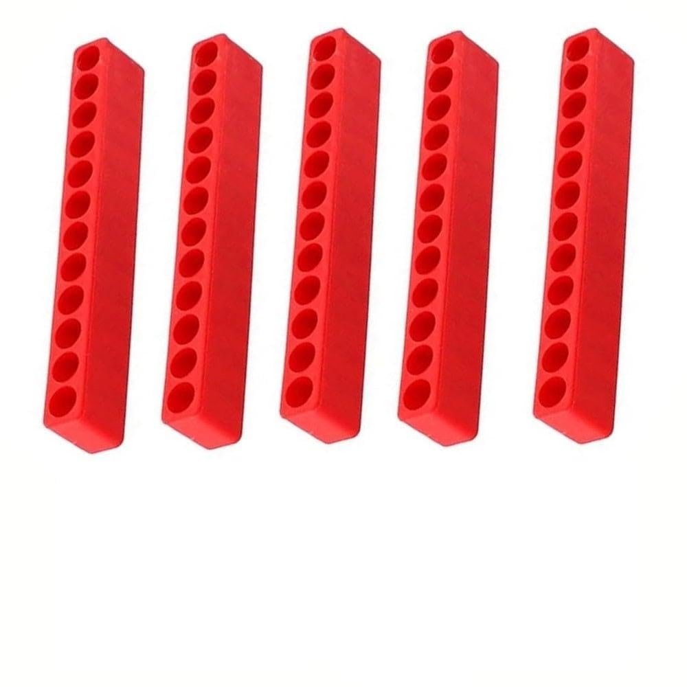 LVYXON Bit Holders, 12 Holes, 1/4-Inch Hex Shank, Red Plastic Organizer, 5-Pack