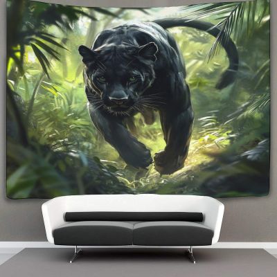 Kaiyun Forest Vegetation Panther Tapestry Wall Hanging for Bedroom, Living Room, Apartment or Dorm Decor, 100 x 150 cm