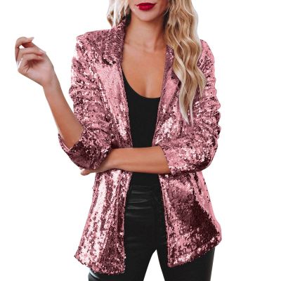 Women's Long-Sleeve Sequin Blazer