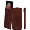 Suncase Genuine Leather Slim Pouch for T Phone 3 Pro 5G, Rustic Mocha Brown view 1
