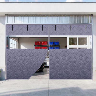 Magnetic Thermal Garage Door Curtain with Magnetic Closure, Gray, W229 x H259 cm