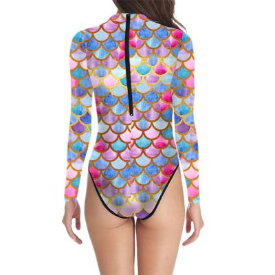Women's Mermaid Costume Bodysuit with Shimmering Fish-Scale Print