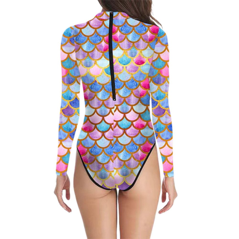 Women's Mermaid Costume Bodysuit with Shimmering Fish-Scale Print