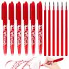 RUCUDIM Erasable Gel Pens, 6 Red Pens with 6 Refills, 0.5 mm Fine Tip view 1