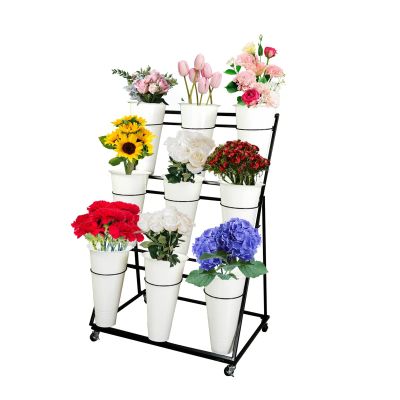 Heavy-Duty Metal Flower Display Stand with Bucket