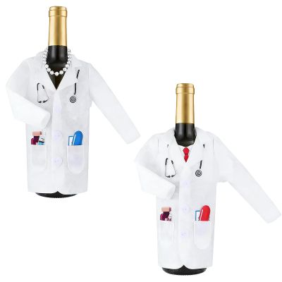SKDFHOD 2-Pack Wine Bottle Covers, Doctor and Nurse White Coat Design