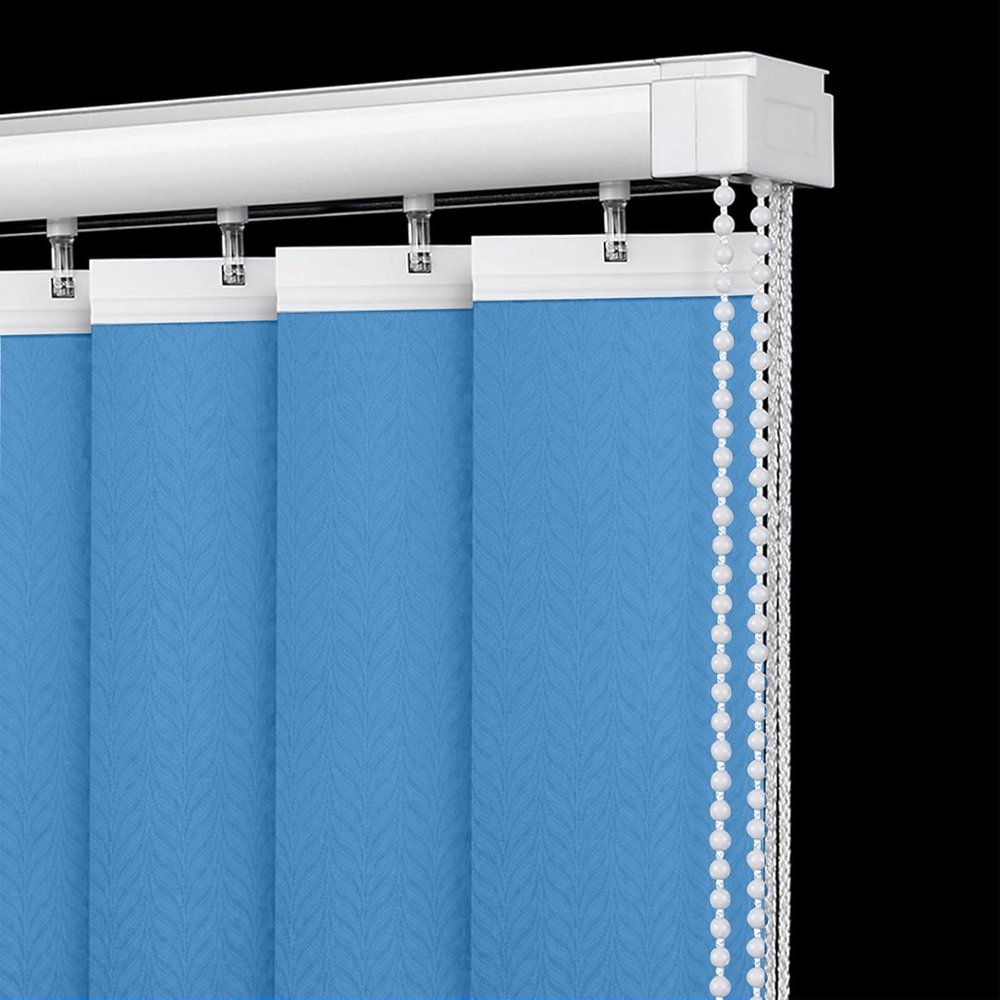 Custom-Size Vertical Blinds Complete Set, Light-Filtering, Blue (W230 × 100 cm)