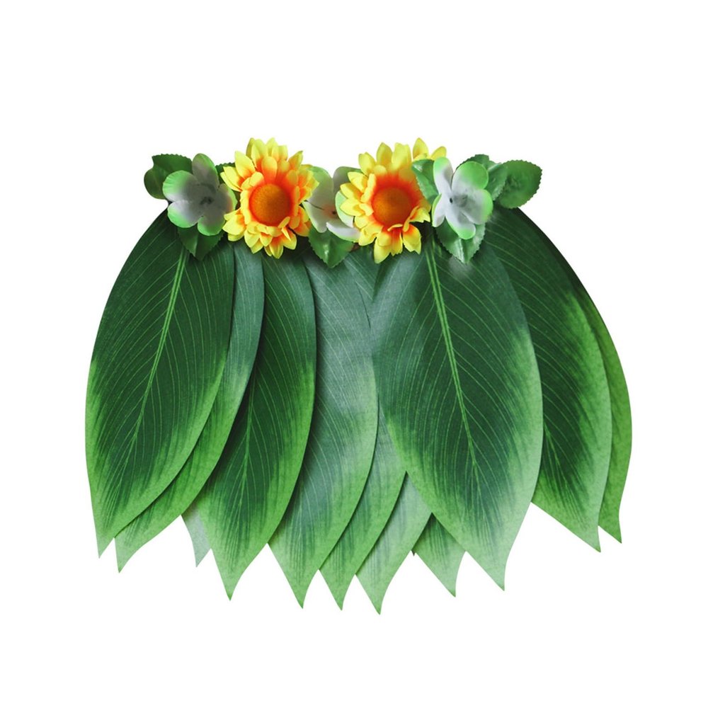 2026 Costume Accessory Set with Flower Leaf Skirt (Yellow, M)