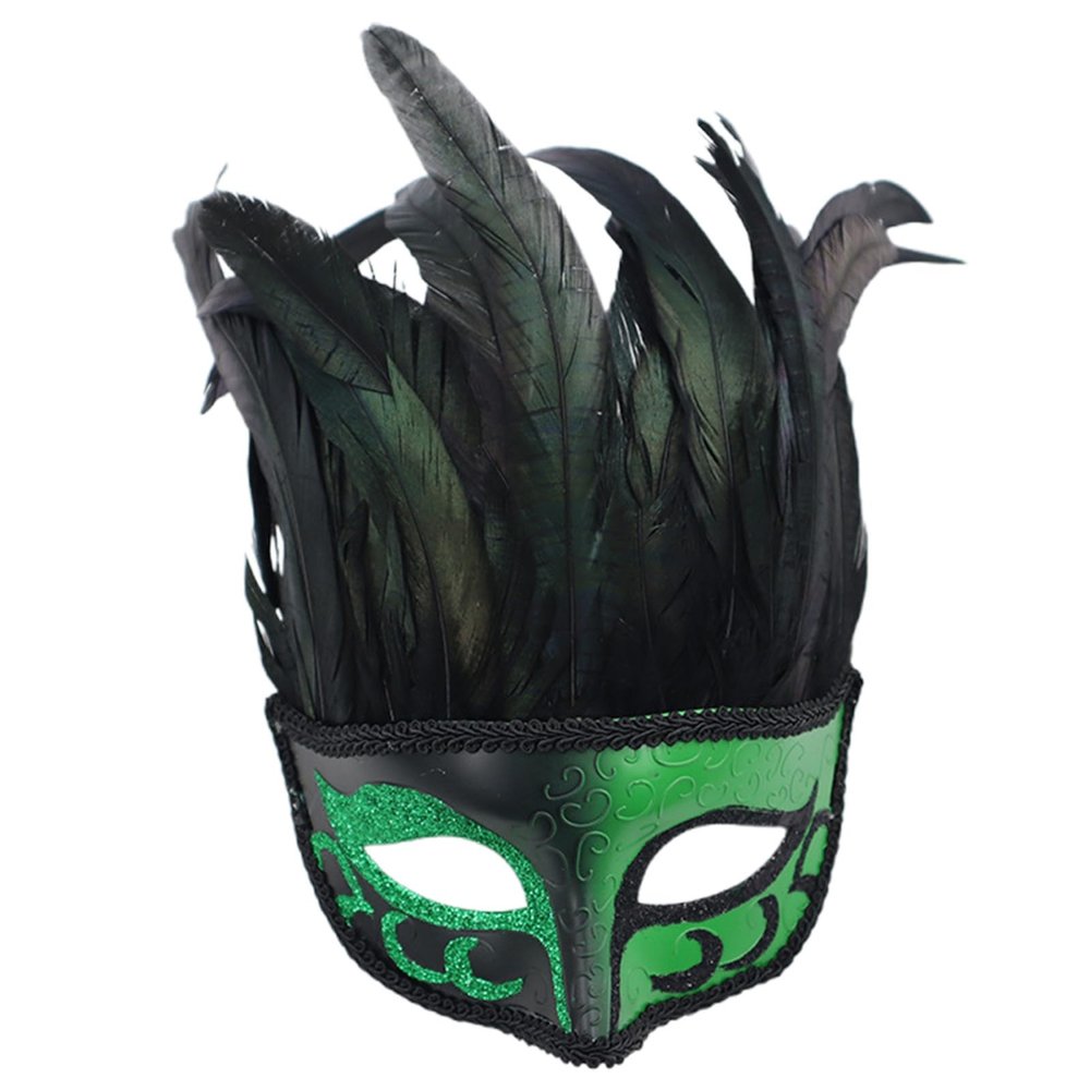 Generic 2026 Carnival Faux Feather Masquerade Party Novelty for Boys and Girls, Green, One Size