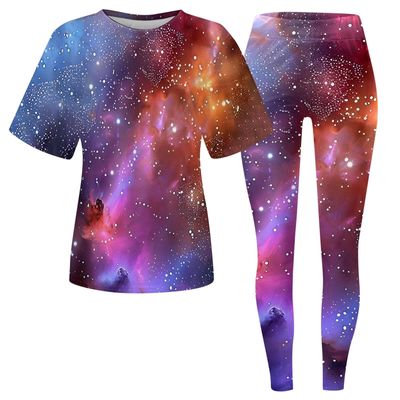 Women’s Galaxy Costume Set with 3D-Printed Shirt and Leggings