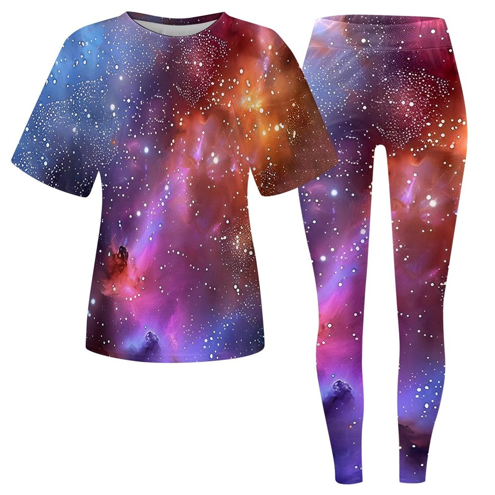 Women’s Galaxy Costume Set with 3D-Printed Shirt and Leggings