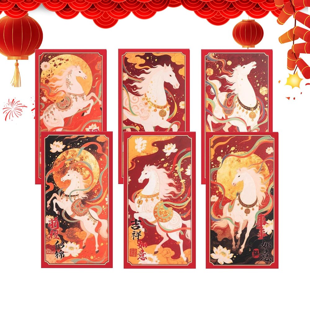 2026 Year of the Horse Red Envelopes, 6-Pack