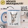 Personalized Blue Llama Alpaca Mug with Name view 3