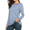 Women's Red and White Striped Long-Sleeve Shirt view 1