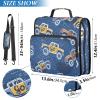 3-Ring Binder with Zipper and Shoulder Strap, Monster Truck Stripe Pattern view 3