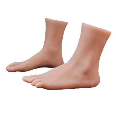 DMETE Life-Size Female Silicone Foot Model for Sketching, Drawing, Shoe, Sock, Sandal and Jewelry Display (Skin Toes, No Bones, Right Foot)