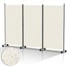 Folding Room Divider 263 x 181 cm, Freestanding Privacy Screen on Casters, 3-Panel, White view 3