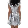 Women's Sun Costume Dress, Silver Galaxy Glitter Outfit, Space Top, Gold Sequin Dress, Star Leggings, Metallic Alien Gymnastics Bodysuit view 2