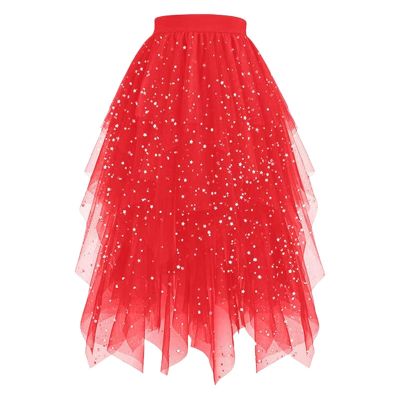 Women's Retro 80s Sequin Tulle Tutu Mini Skirt