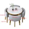 Elegant Round Marble Dining Table for 4 with Chairs – Stylish Office, Lounge, or Living Room Set view 2