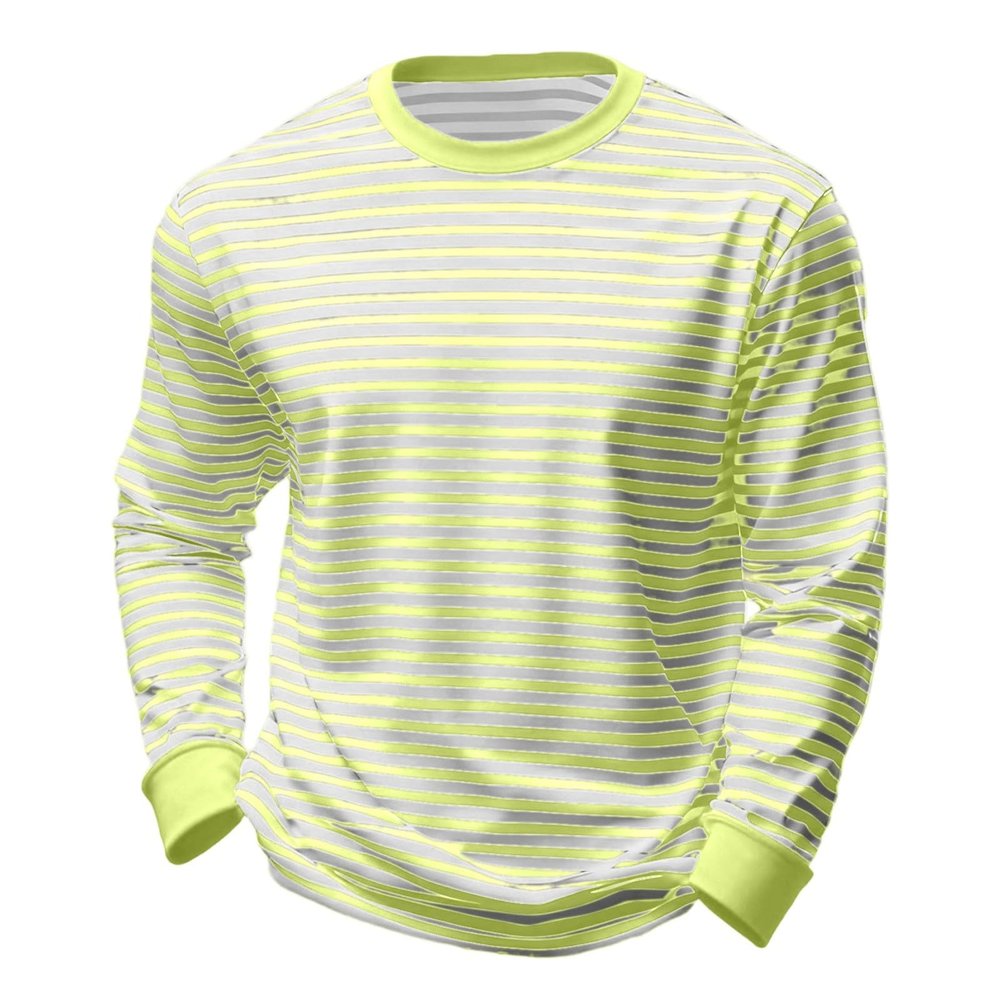 HELLORSOON Men's Long-Sleeve Striped Shirt, Black and White