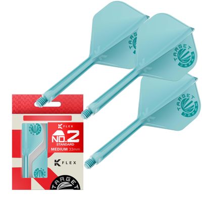 Target Japan Aqua K-Flex Dart Flight and Shaft System, No. 2 | 3-Pack K-Flex All-in-One Flights, Japan Exclusive | K-Flex Dart Shaft - Medium