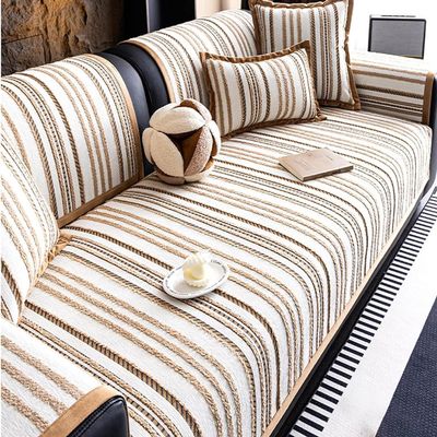 RTSFKFS Chenille Sofa Cover for L-Shaped Sofa, Non-Slip and Scratch-Resistant, Coffee, 90 x 90 cm