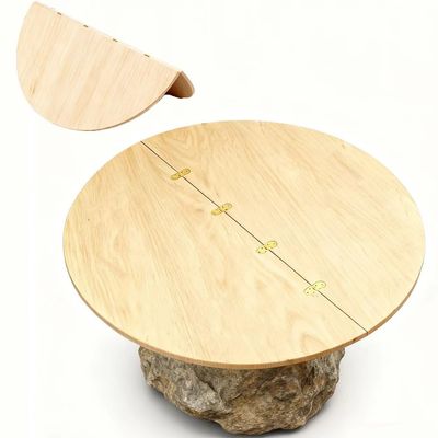 Round Portable Folding Wood Tabletop, 16 x 47 in