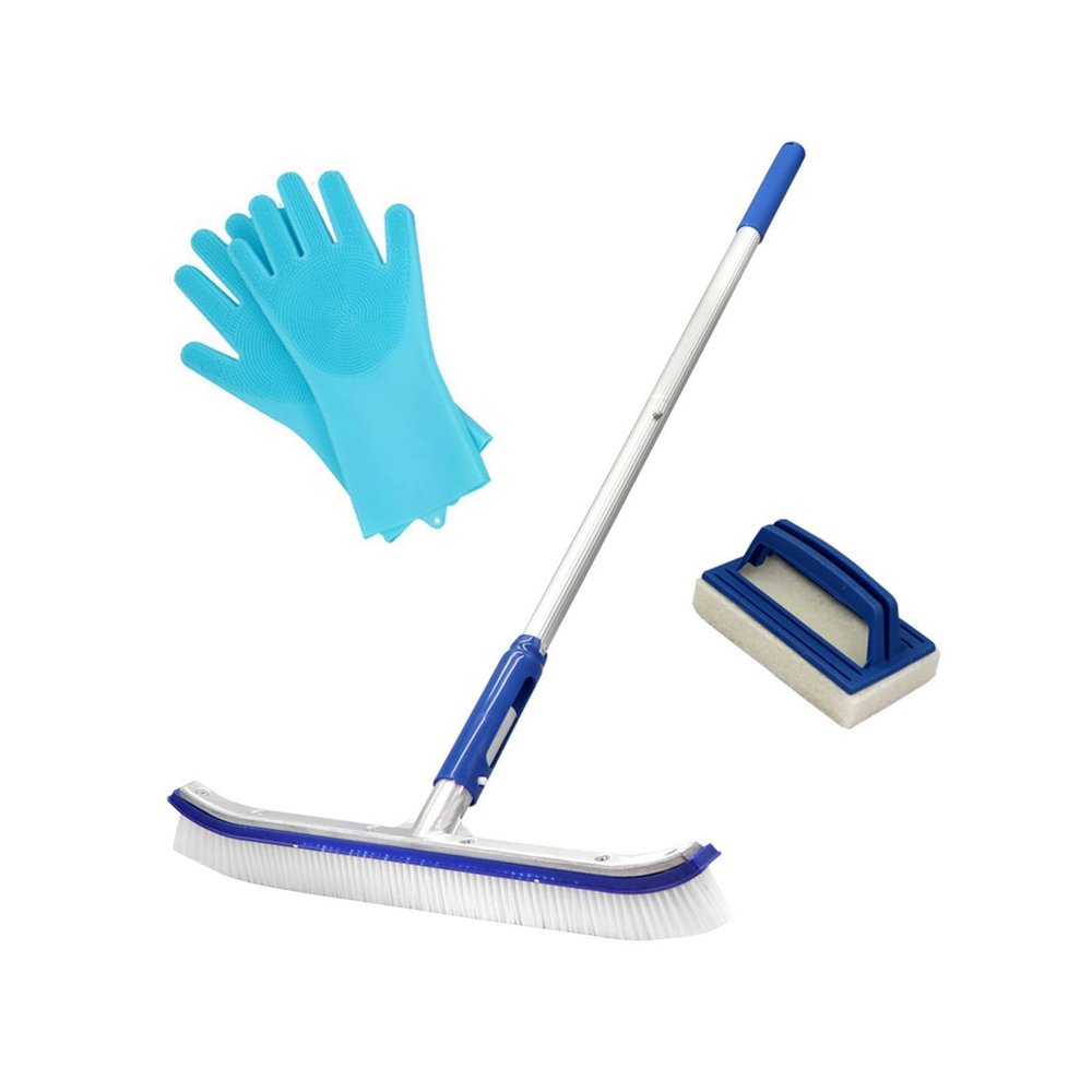 Zambuph Smart Pool Cleaning Set with 44 cm Brush and Aluminum Pole