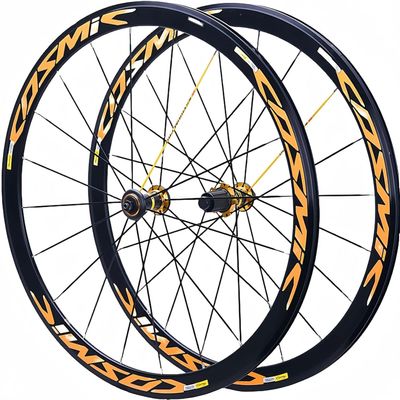 KUNYOS 700C 30/40/50 mm Road Bike Wheelset, Super-Light Bicycle Wheels, V-/Disc Brakes, Carbon Hubs, 7- to 11-Speed, Gold, 50 mm