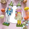 Wudaizhi Easter Bunny Nutcracker Decoration, Wooden Bunny Figurine for Spring Decor view 2