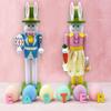 Wudaizhi Easter Bunny Nutcracker Decoration, Wooden Bunny Figurine for Spring Decor view 3
