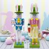 Wudaizhi Easter Bunny Nutcracker Decoration, Wooden Bunny Figurine for Spring Decor view 4
