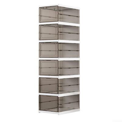 Stackable Shoe Storage Boxes, 6-Pack, Transparent Plastic, Foldable Design