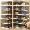 Stackable Shoe Storage Boxes, 6-Pack, Transparent Plastic, Foldable Design view 2