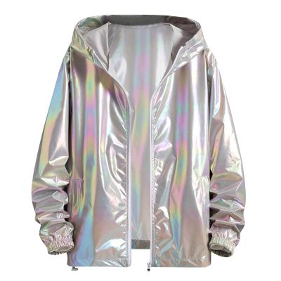 Silver Metallic Sequin Bomber Jacket for Men and Women