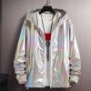 Silver Metallic Sequin Bomber Jacket for Men and Women view 2