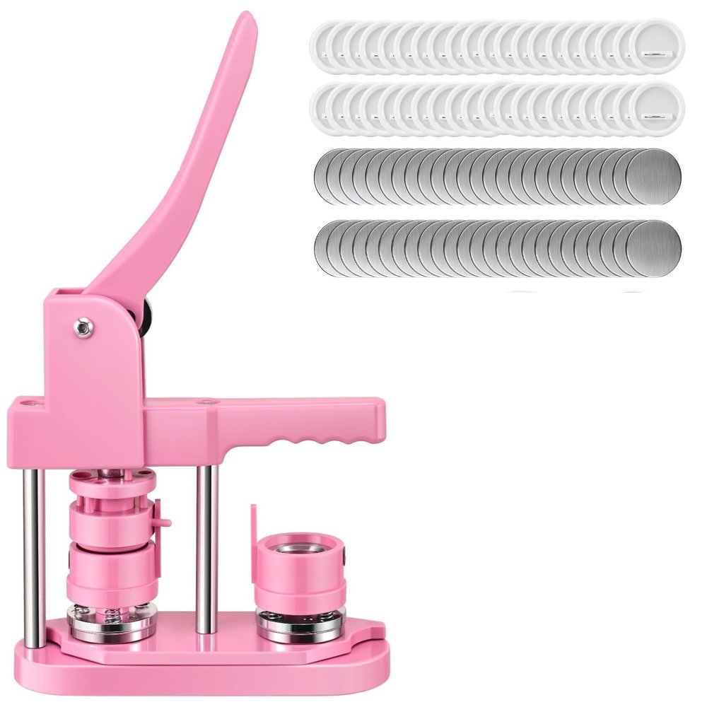 XZXXZSZ 58 mm Pink Button Maker Machine DC109 Badge Set, 100-Piece Button Parts