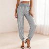 Women's Sequin Glitter Pants with Elastic Waist, Gray, M view 3