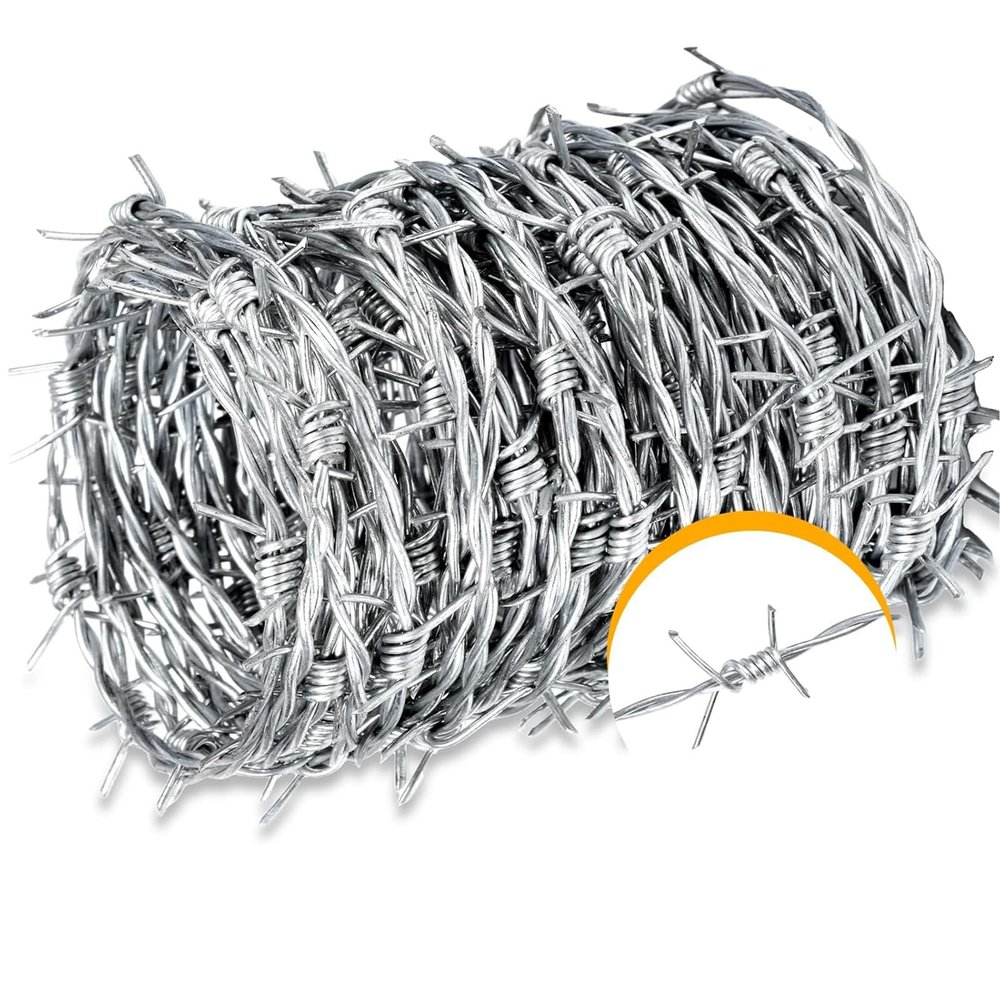 Galvanized Barbed Wire for Crafts, Animal Deterrence, and Fencing, 1.8 mm Thick, 200 m Long – Durable Security Solution for Gardens and Properties