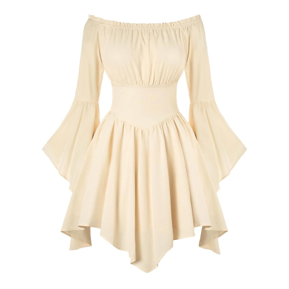 Women's Pirate Costume White Off-Shoulder Corset A-Line Mini Dress