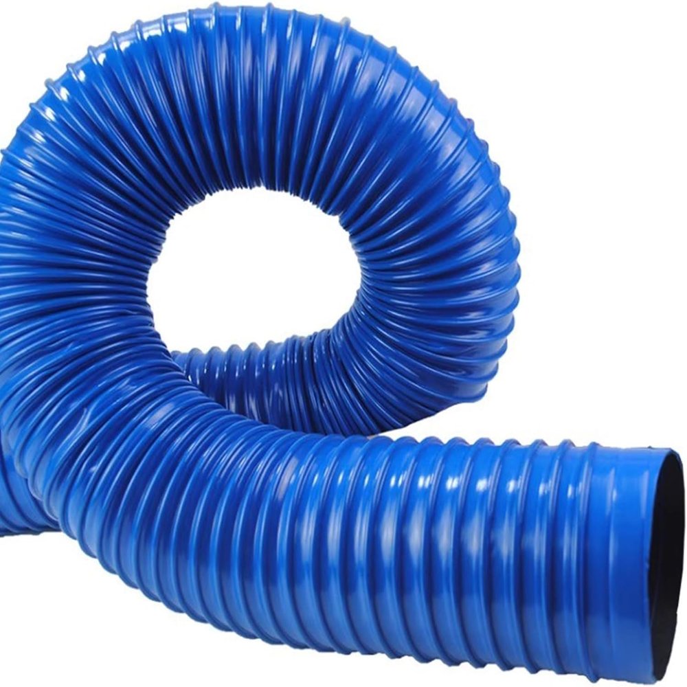 Flexible PVC Duct Hose, Blue Industrial Bellows Hose, 100 mm × 2 m