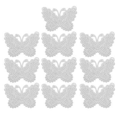 10 Pieces White Lace Butterfly Appliques