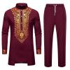 Generico Traditional African Men's Dress, Two-Piece Set, Wine, S view 1