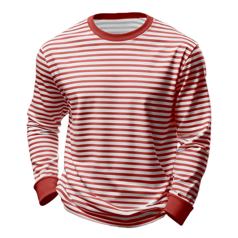 Men’s Red-and-White Striped Raglan Shirt