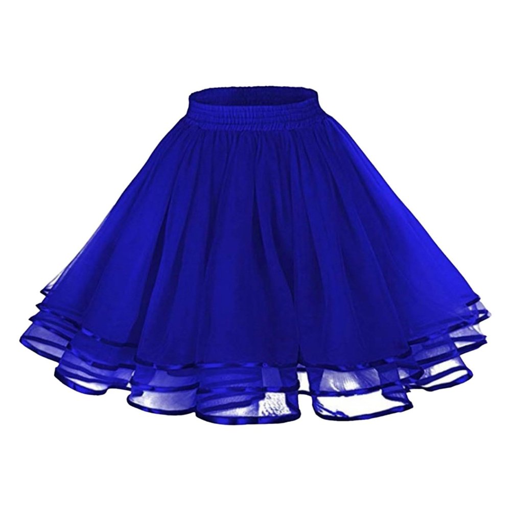Women's Short Blue Tulle Petticoat Tutu Skirt, Size S