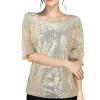 Women's Sequin Glitter Top, Short Sleeve, Crew Neck view 1
